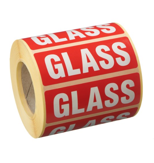 Glass Parcel Labels - 89mm x 36mm - 1000x Labels Per Roll